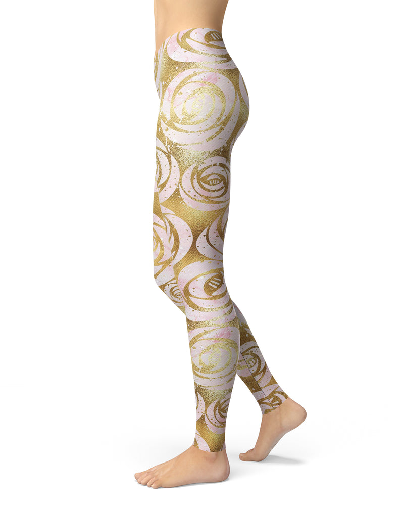 Karamfila Watercolor & Gold V1 - All Over Print Womens Leggings / Yoga or Workout Pants
