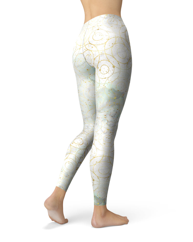 Karamfila Watercolor & Gold V8 - All Over Print Womens Leggings / Yoga or Workout Pants