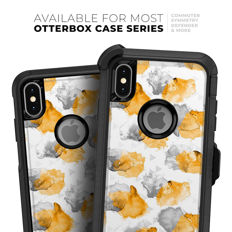 Karamfila Yellow & Gray Floral V15 - Skin Kit for the iPhone OtterBox Cases