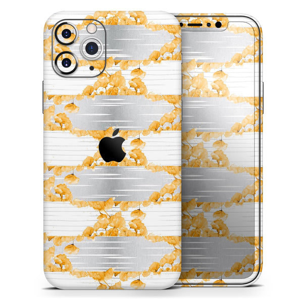 Karamfila Yellow & Gray Floral V4 - Skin-Kit compatible with the Apple iPhone 12, 12 Pro Max, 12 Mini, 11 Pro or 11 Pro Max (All iPhones Available)