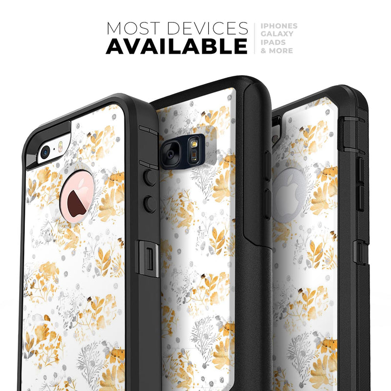 Karamfila Yellow & Gray Floral V5 - Skin Kit for the iPhone OtterBox Cases