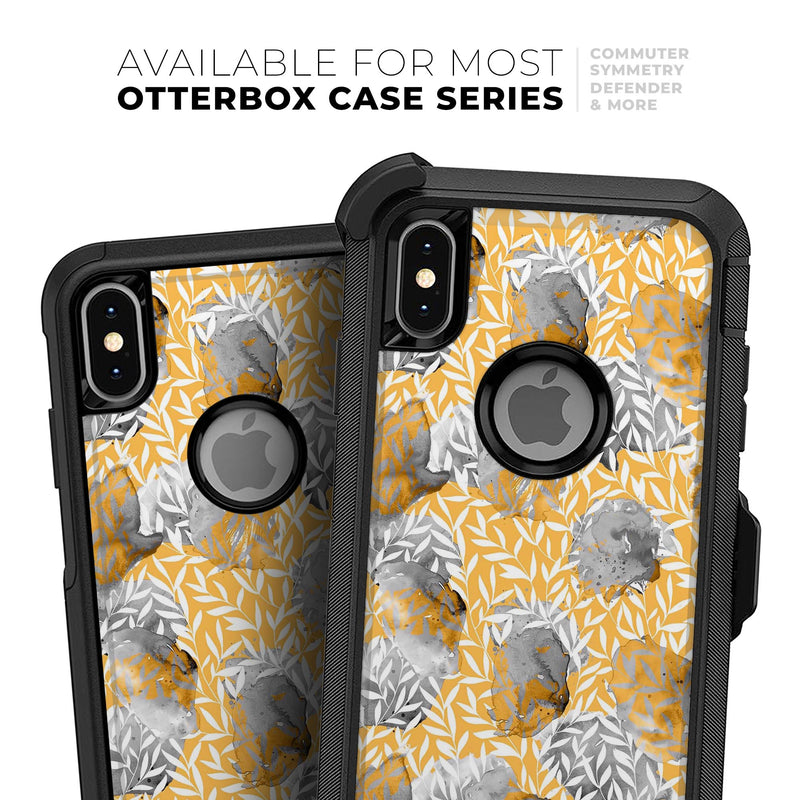 Karamfila Yellow & Gray Floral V6 - Skin Kit for the iPhone OtterBox Cases