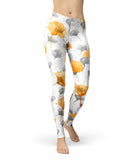 Karamfila Yellow & Gray Floral V11 - All Over Print Womens Leggings / Yoga or Workout Pants