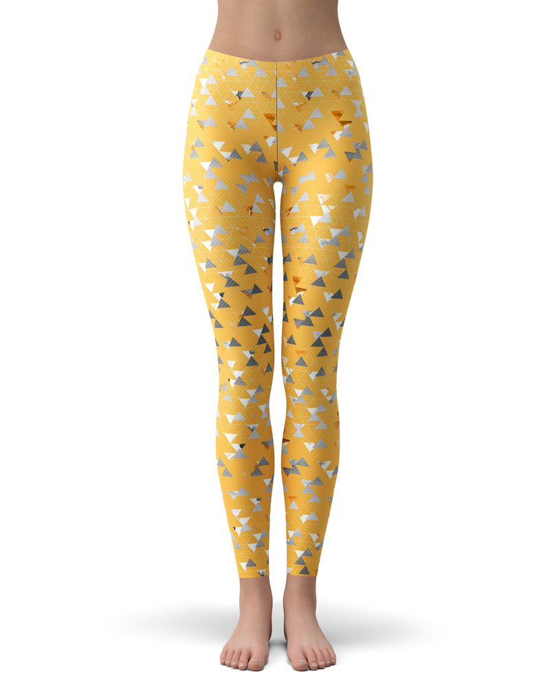 Karamfila Yellow & Gray Floral V12 - All Over Print Womens Leggings / Yoga or Workout Pants