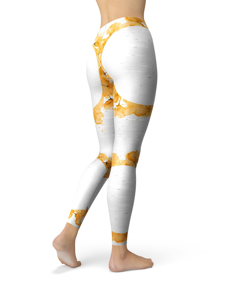 Karamfila Yellow & Gray Floral V13 - All Over Print Womens Leggings / Yoga or Workout Pants