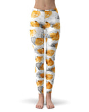 Karamfila Yellow & Gray Floral V15 - All Over Print Womens Leggings / Yoga or Workout Pants