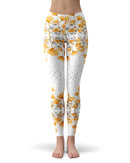 Karamfila Yellow & Gray Floral V2 - All Over Print Womens Leggings / Yoga or Workout Pants