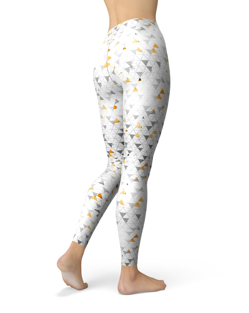 Karamfila Yellow & Gray Floral V3 - All Over Print Womens Leggings / Yoga or Workout Pants