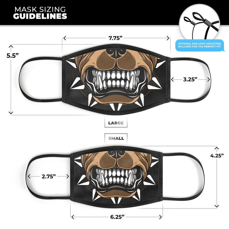 Knarly Growling Dog Mouth V1 - Made in USA Mouth Cover Unisex Anti-Dust Cotton Blend Reusable & Washable Face Mask with Adjustable Sizing for Adult or Child