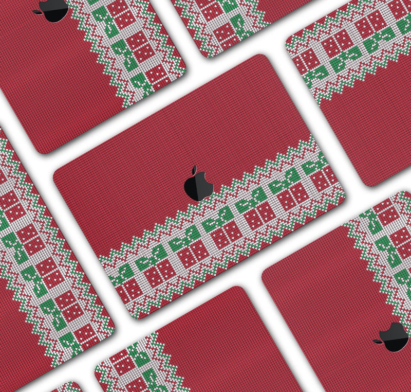 Knitted Ugly Christmas Sweater V6 - Skin Decal Wrap Kit Compatible with the Apple MacBook Pro, Pro with Touch Bar or Air (11", 12", 13", 15" & 16" - All Versions Available)
