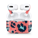 Leopard Coral and Teal V23 - Full Body Skin Decal Wrap Kit for the Wireless Bluetooth Apple Airpods Pro, AirPods Gen 1 or Gen 2 with Wireless Charging