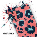 Leopard Coral and Teal V23 - Full Body Skin Decal Wrap Kit for Samsung Galaxy Phones