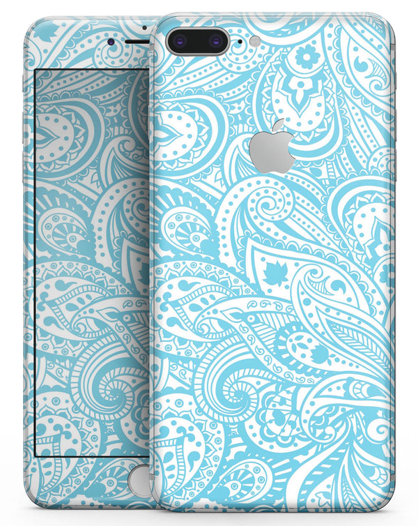 Light Blue Paisley Floral - Skin-kit for the iPhone 8 or 8 Plus