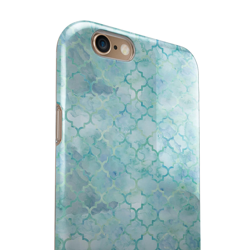 Light Blue Watercolor Quatrefoil iPhone 6/6s or 6/6s Plus 2-Piece Hybrid INK-Fuzed Case