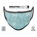 Light Blue Watercolor Quatrefoil - Made in USA Mouth Cover Unisex Anti-Dust Cotton Blend Reusable & Washable Face Mask with Adjustable Sizing for Adult or Child