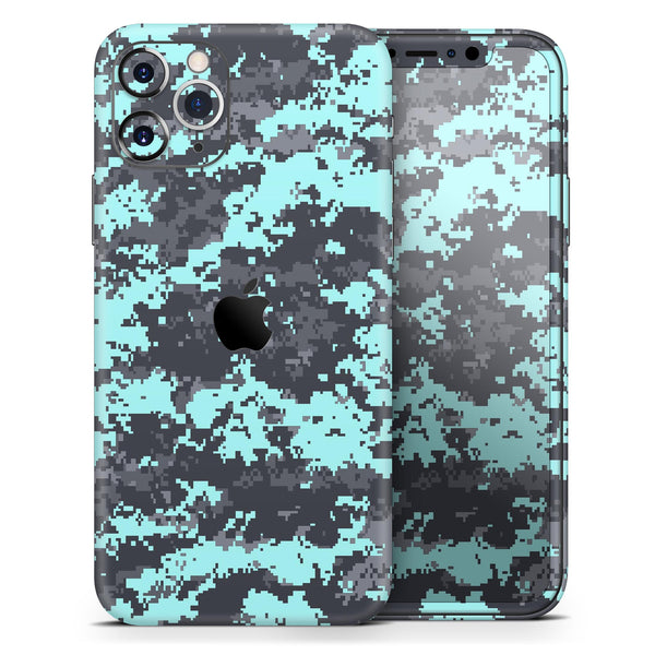 Light Blue and Gray Digital Camouflage - Skin-Kit compatible with the Apple iPhone 12, 12 Pro Max, 12 Mini, 11 Pro or 11 Pro Max (All iPhones Available)