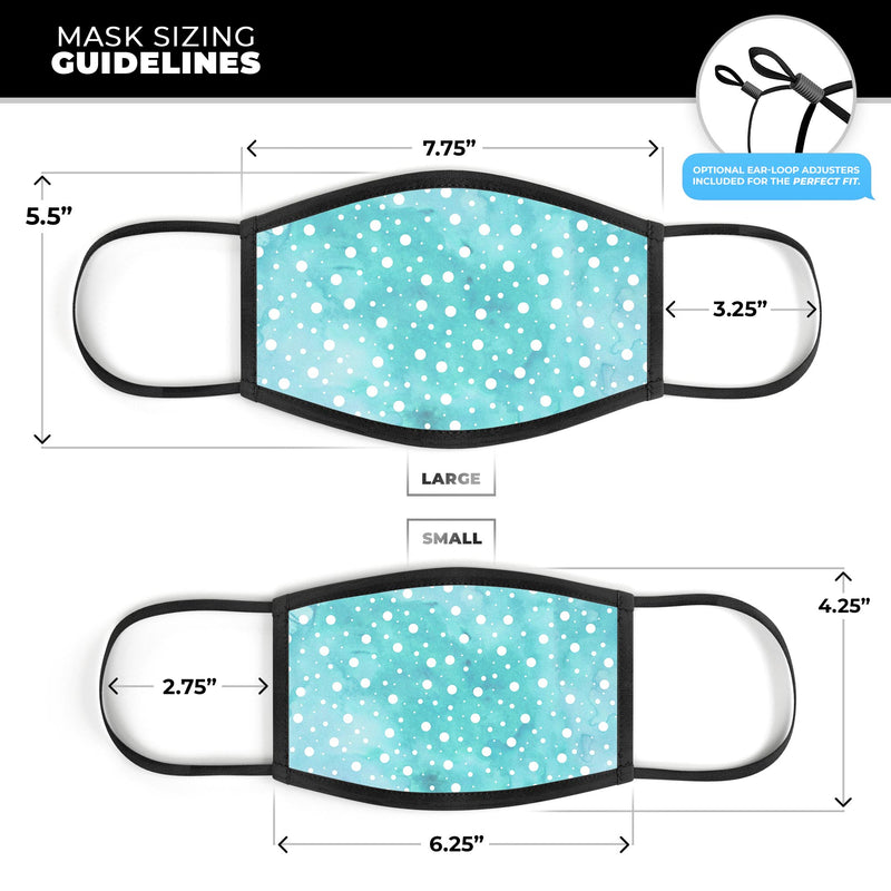 Light Blue and White Watercolor Polka Dots - Made in USA Mouth Cover Unisex Anti-Dust Cotton Blend Reusable & Washable Face Mask with Adjustable Sizing for Adult or Child