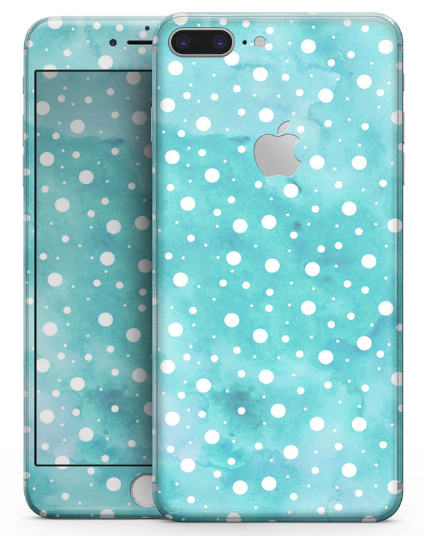 Light Blue and White Watercolor Polka Dots - Skin-kit for the iPhone 8 or 8 Plus