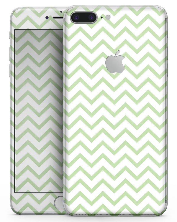 Light Green and White Chevron - Skin-kit for the iPhone 8 or 8 Plus