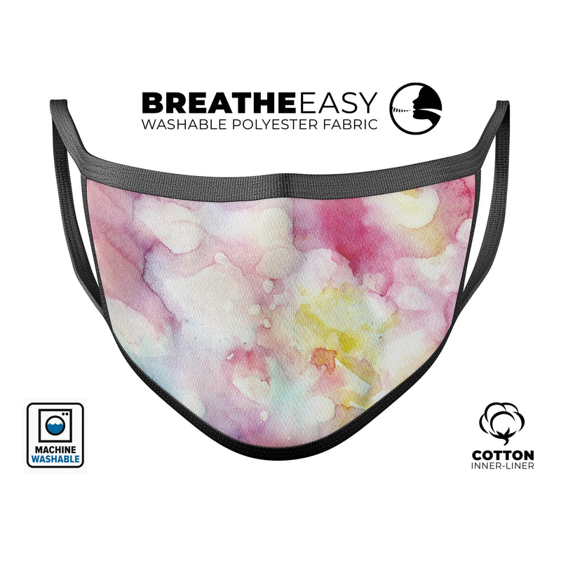 Light Pink 33 Absorbed Watercolor Texture - Made in USA Mouth Cover Unisex Anti-Dust Cotton Blend Reusable & Washable Face Mask with Adjustable Sizing for Adult or Child