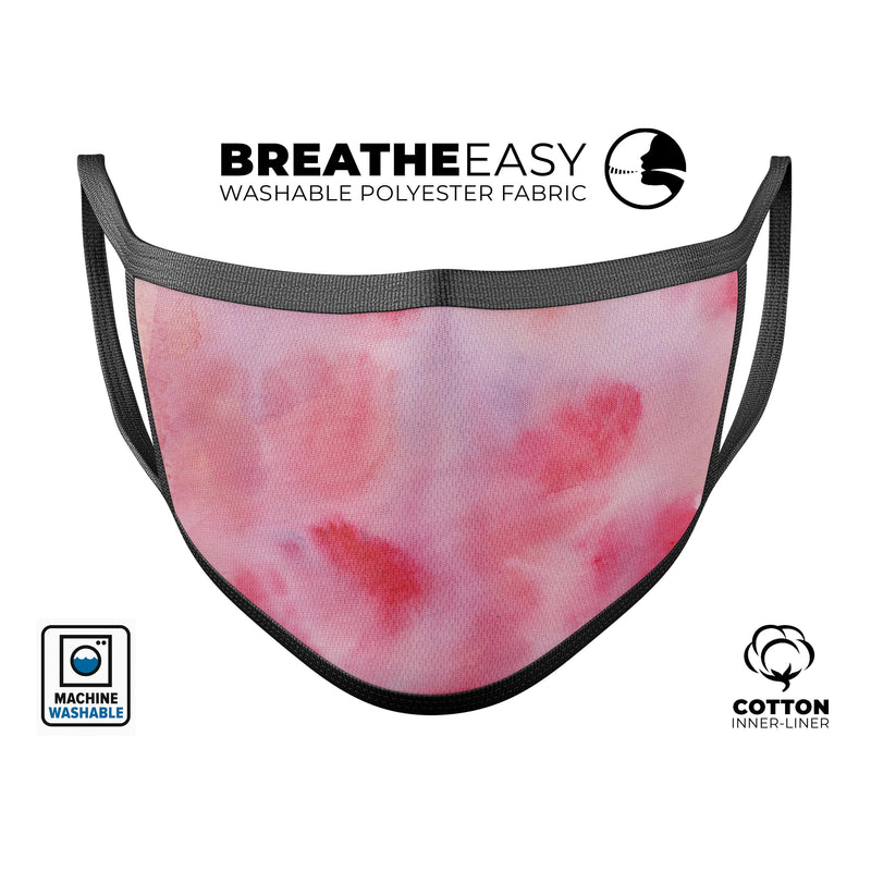Light Pink 3 Absorbed Watercolor Texture - Made in USA Mouth Cover Unisex Anti-Dust Cotton Blend Reusable & Washable Face Mask with Adjustable Sizing for Adult or Child
