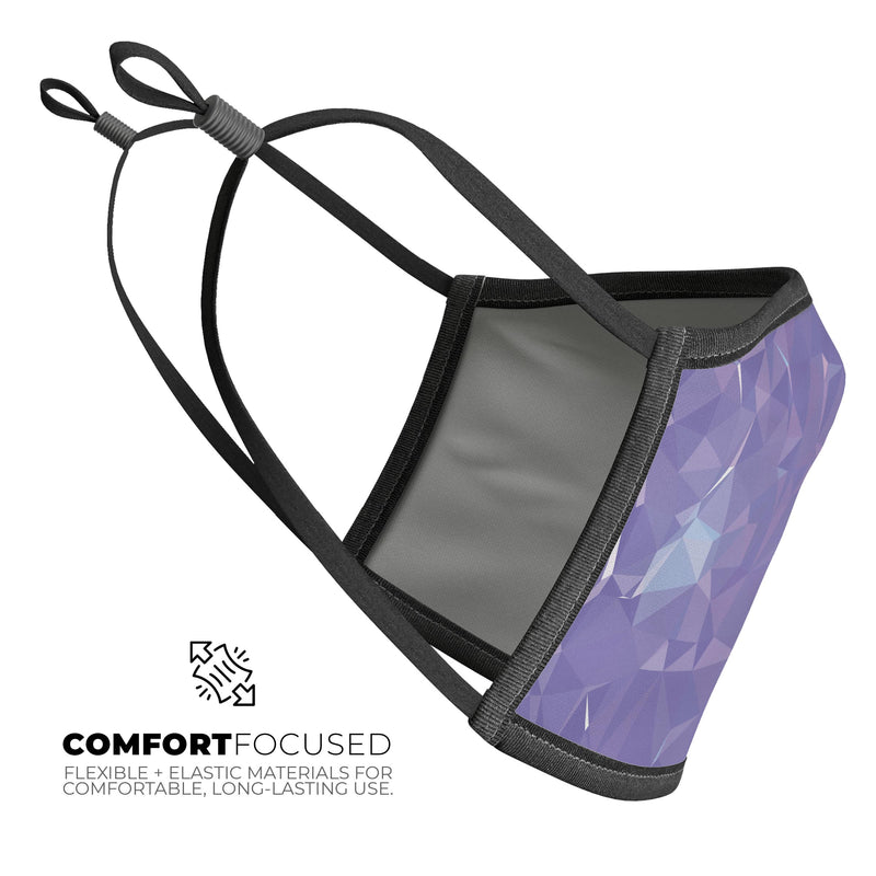 Light Purple Geometric V13 - Made in USA Mouth Cover Unisex Anti-Dust Cotton Blend Reusable & Washable Face Mask with Adjustable Sizing for Adult or Child