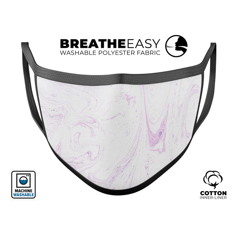 Light Purple Textured Marble v2 - Made in USA Mouth Cover Unisex Anti-Dust Cotton Blend Reusable & Washable Face Mask with Adjustable Sizing for Adult or Child