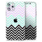 Light Teal & Purple Sharp Black Chevron - Skin-Kit compatible with the Apple iPhone 12, 12 Pro Max, 12 Mini, 11 Pro or 11 Pro Max (All iPhones Available)