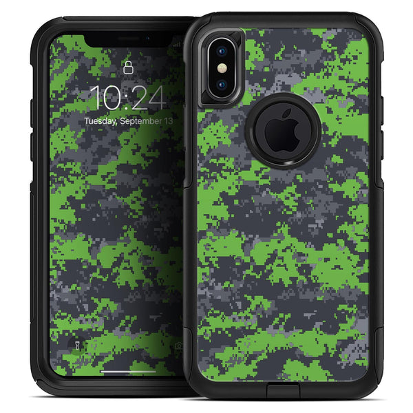 Lime Green and Gray Digital Camouflage - Skin Kit for the iPhone OtterBox Cases