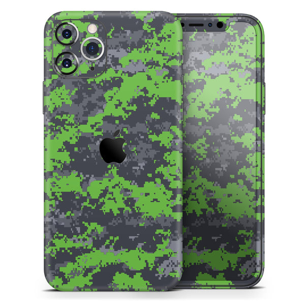 Lime Green and Gray Digital Camouflage - Skin-Kit compatible with the Apple iPhone 12, 12 Pro Max, 12 Mini, 11 Pro or 11 Pro Max (All iPhones Available)