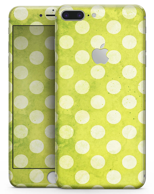 Lime Green and White Polkadots - Skin-kit for the iPhone 8 or 8 Plus