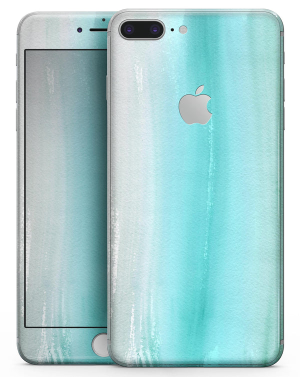 Lined Mint 9672 Absorbed Watercolor Texture - Skin-kit for the iPhone 8 or 8 Plus