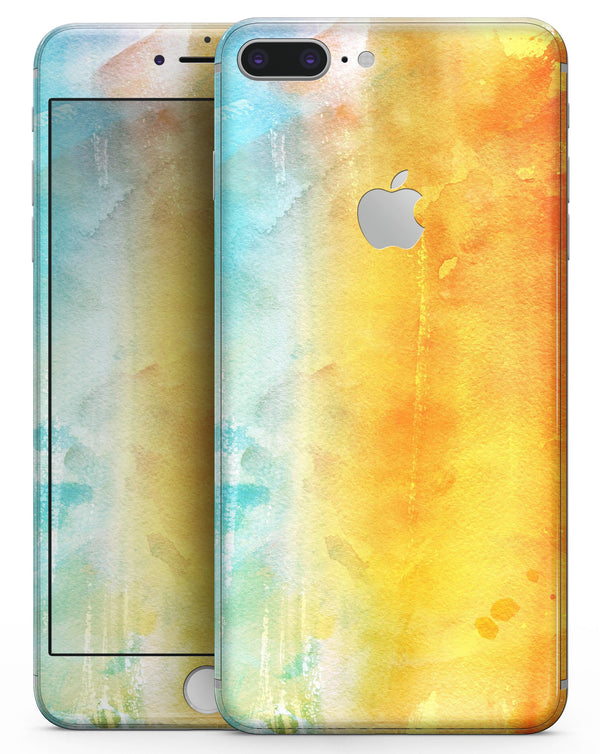 Lined Orange 443 Absorbed Watercolor Texture - Skin-kit for the iPhone 8 or 8 Plus
