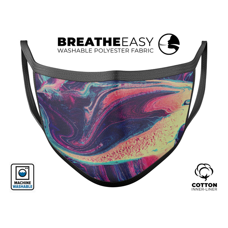 Liquid Abstract Paint Remix V15 - Made in USA Mouth Cover Unisex Anti-Dust Cotton Blend Reusable & Washable Face Mask with Adjustable Sizing for Adult or Child
