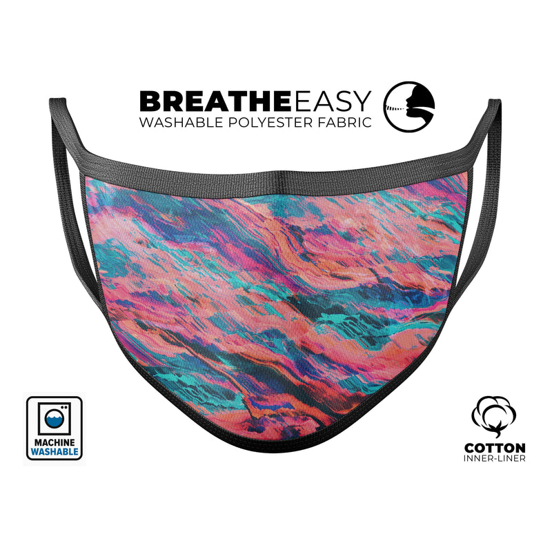 Liquid Abstract Paint Remix V17 - Made in USA Mouth Cover Unisex Anti-Dust Cotton Blend Reusable & Washable Face Mask with Adjustable Sizing for Adult or Child