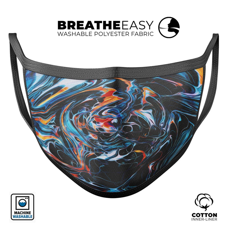 Liquid Abstract Paint Remix V2 - Made in USA Mouth Cover Unisex Anti-Dust Cotton Blend Reusable & Washable Face Mask with Adjustable Sizing for Adult or Child