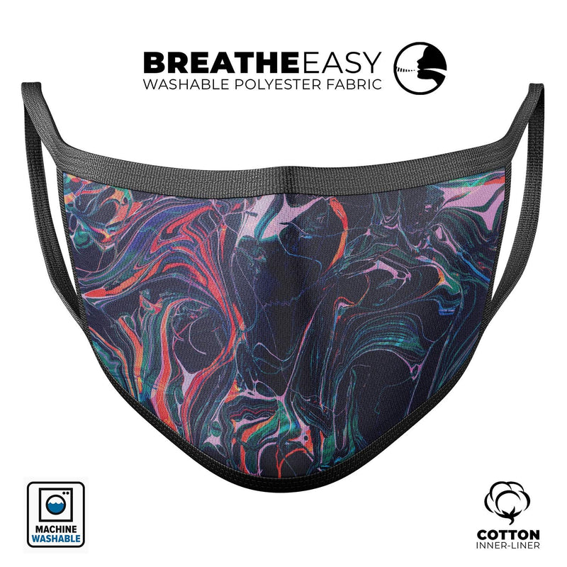 Liquid Abstract Paint Remix V30 - Made in USA Mouth Cover Unisex Anti-Dust Cotton Blend Reusable & Washable Face Mask with Adjustable Sizing for Adult or Child