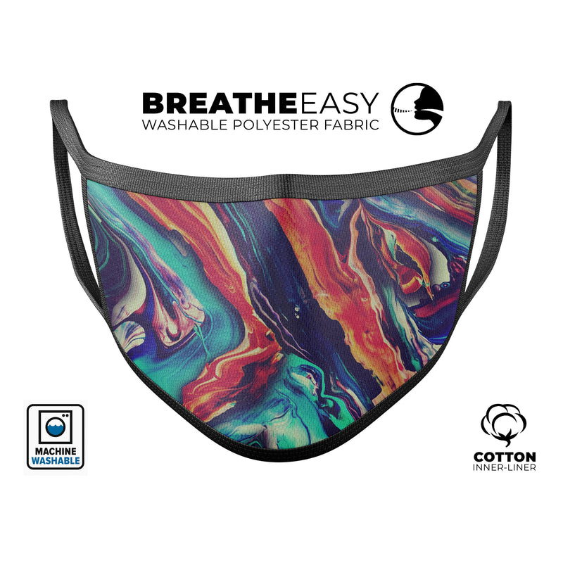 Liquid Abstract Paint Remix V3 - Made in USA Mouth Cover Unisex Anti-Dust Cotton Blend Reusable & Washable Face Mask with Adjustable Sizing for Adult or Child