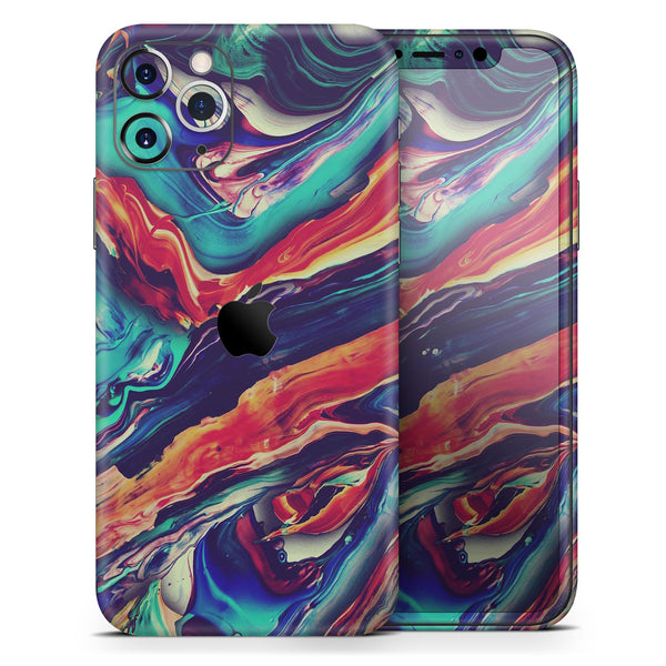 Liquid Abstract Paint Remix V3 - Skin-Kit compatible with the Apple iPhone 12, 12 Pro Max, 12 Mini, 11 Pro or 11 Pro Max (All iPhones Available)
