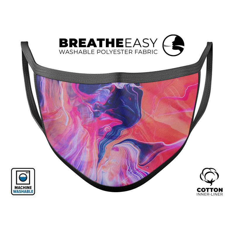 Liquid Abstract Paint Remix V44 - Made in USA Mouth Cover Unisex Anti-Dust Cotton Blend Reusable & Washable Face Mask with Adjustable Sizing for Adult or Child
