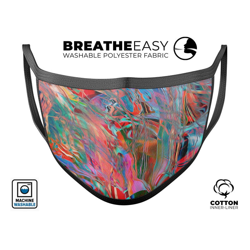 Liquid Abstract Paint Remix V45 - Made in USA Mouth Cover Unisex Anti-Dust Cotton Blend Reusable & Washable Face Mask with Adjustable Sizing for Adult or Child