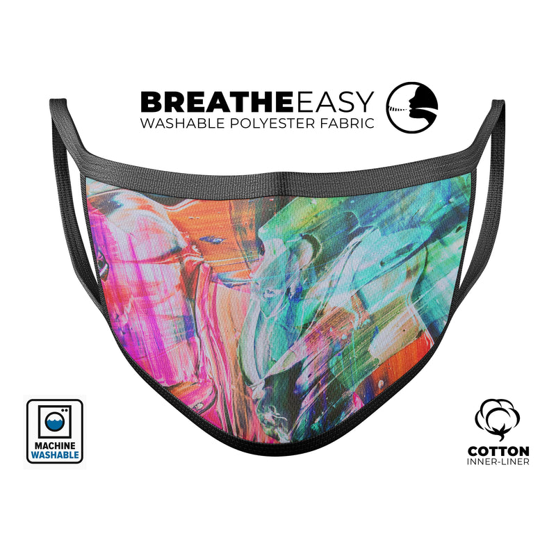 Liquid Abstract Paint Remix V55 - Made in USA Mouth Cover Unisex Anti-Dust Cotton Blend Reusable & Washable Face Mask with Adjustable Sizing for Adult or Child