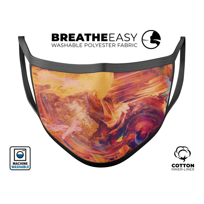 Liquid Abstract Paint Remix V70 - Made in USA Mouth Cover Unisex Anti-Dust Cotton Blend Reusable & Washable Face Mask with Adjustable Sizing for Adult or Child