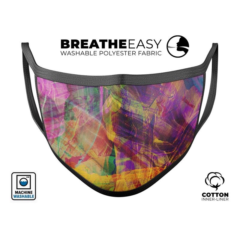 Liquid Abstract Paint Remix V71 - Made in USA Mouth Cover Unisex Anti-Dust Cotton Blend Reusable & Washable Face Mask with Adjustable Sizing for Adult or Child