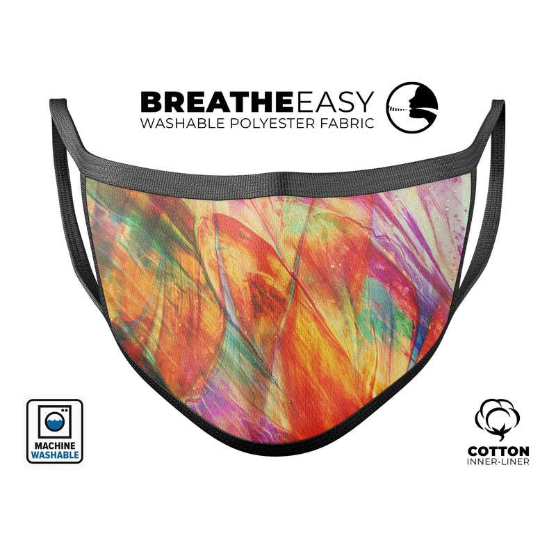 Liquid Abstract Paint Remix V72 - Made in USA Mouth Cover Unisex Anti-Dust Cotton Blend Reusable & Washable Face Mask with Adjustable Sizing for Adult or Child