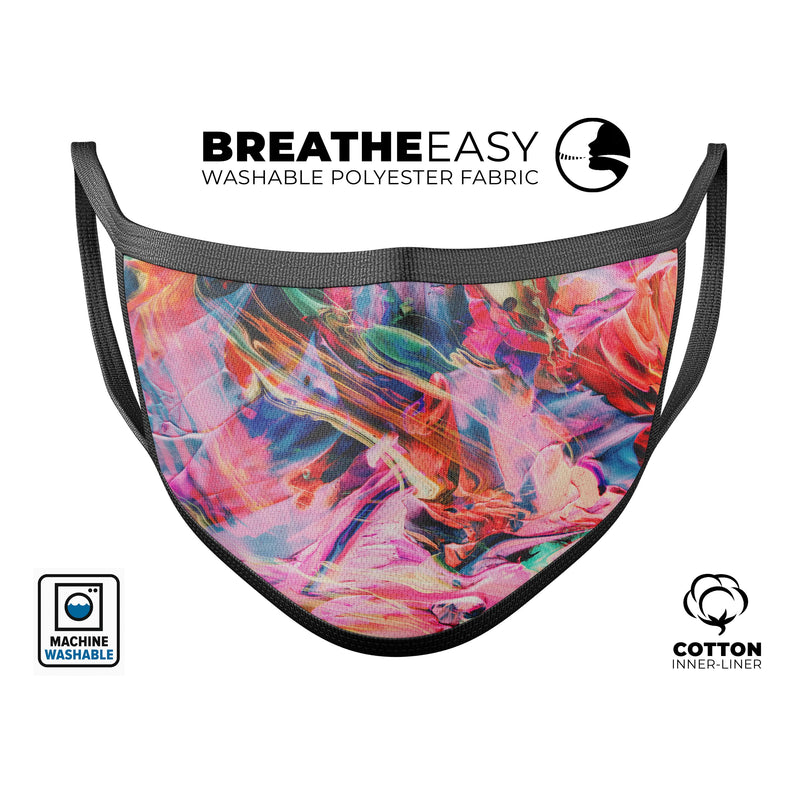 Liquid Abstract Paint Remix V73 - Made in USA Mouth Cover Unisex Anti-Dust Cotton Blend Reusable & Washable Face Mask with Adjustable Sizing for Adult or Child