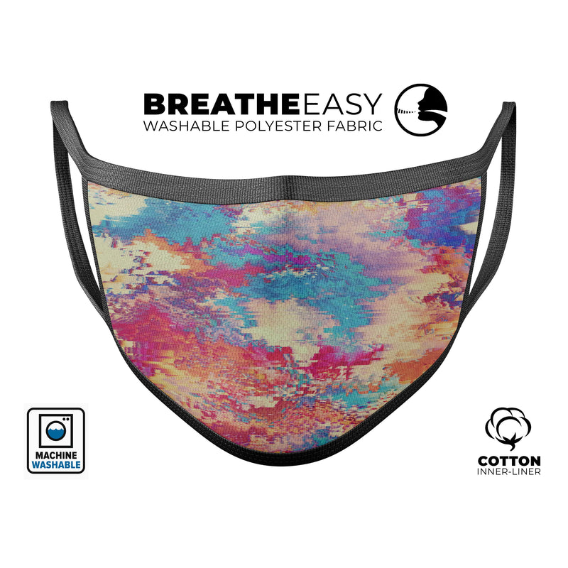 Liquid Abstract Paint Remix V80 - Made in USA Mouth Cover Unisex Anti-Dust Cotton Blend Reusable & Washable Face Mask with Adjustable Sizing for Adult or Child