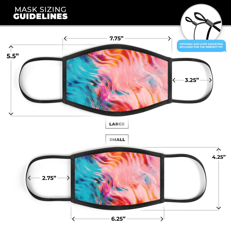 Liquid Abstract Paint Remix V84 - Made in USA Mouth Cover Unisex Anti-Dust Cotton Blend Reusable & Washable Face Mask with Adjustable Sizing for Adult or Child