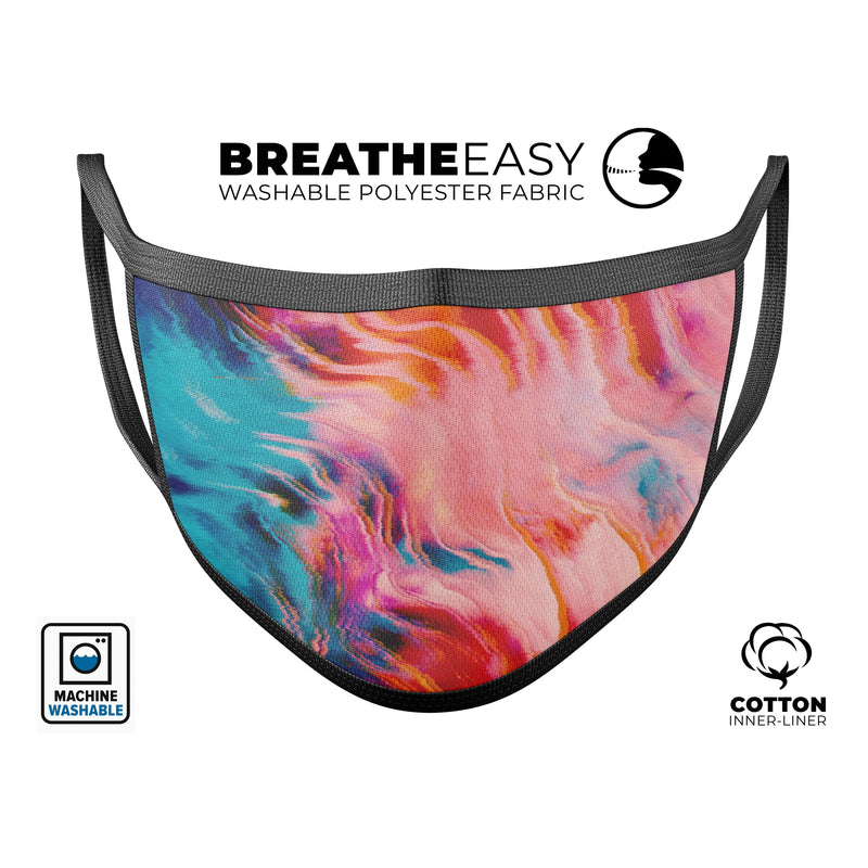Liquid Abstract Paint Remix V84 - Made in USA Mouth Cover Unisex Anti-Dust Cotton Blend Reusable & Washable Face Mask with Adjustable Sizing for Adult or Child