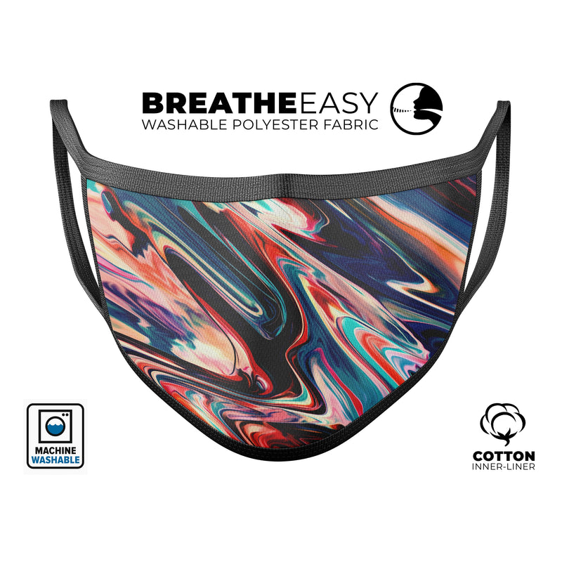 Liquid Abstract Paint Remix V8 - Made in USA Mouth Cover Unisex Anti-Dust Cotton Blend Reusable & Washable Face Mask with Adjustable Sizing for Adult or Child